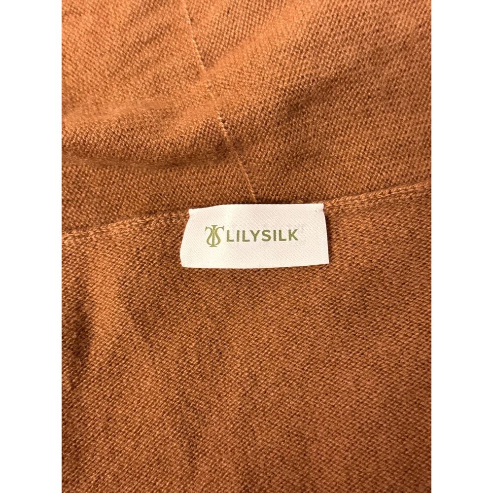 Lilysilk Sweater Large Women 100% Cashmere Wrap Shawl Long Toffee Brown Cardigan - Picture 7 of 9